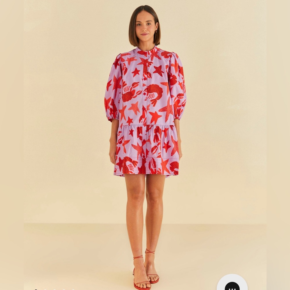 Farm Rio Lobster Sky Mini Dress